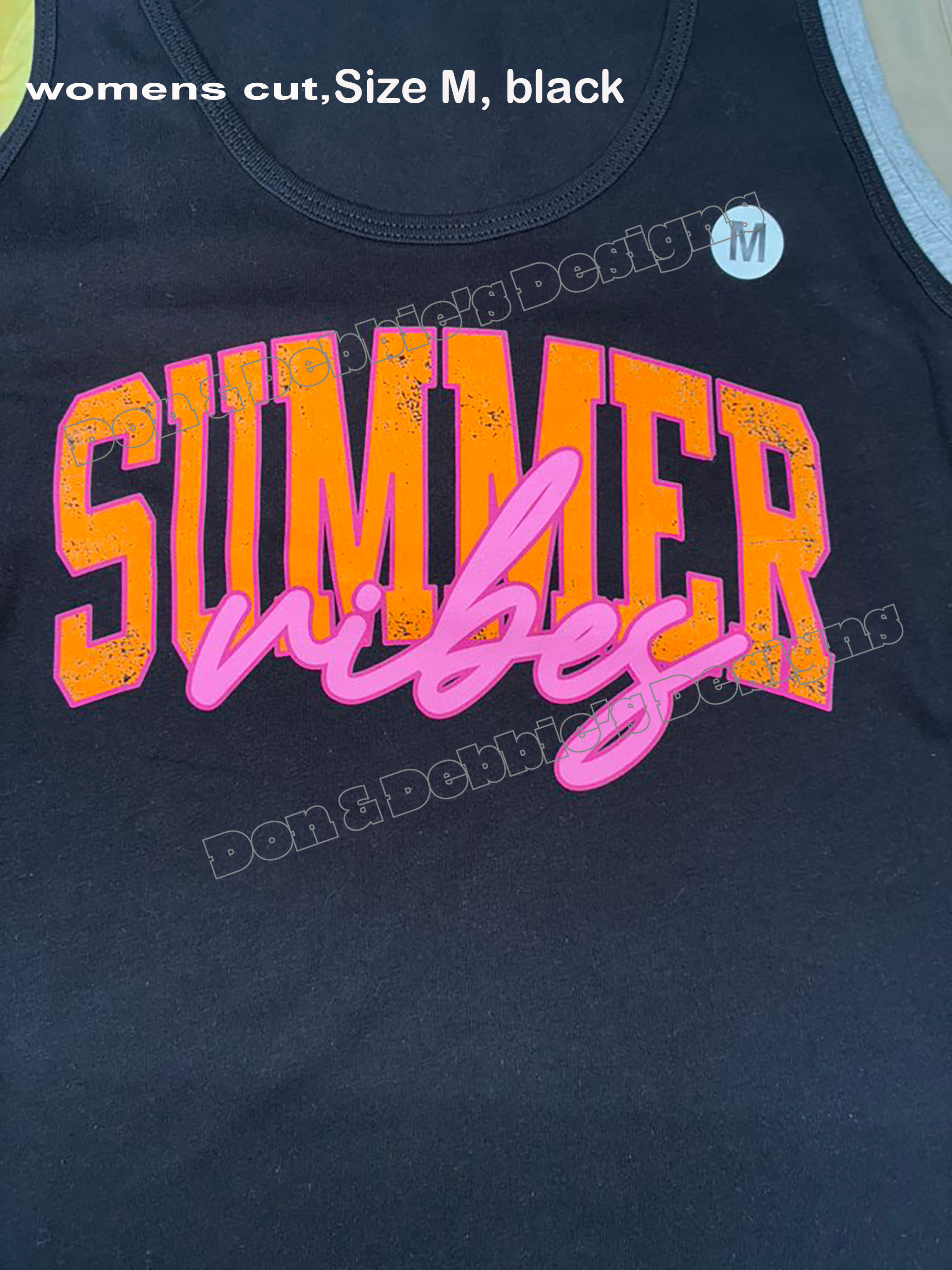 ☀️ “Summer Vibes” Bold Lettering Tank – Size M, Black 🖤🌴