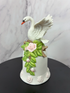 🦢 Vintage Swan Bell with Pink Roses – Elegant 1980s Porcelain Collectible 🌸