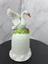 🦢 Vintage Swan Bell with Pink Roses – Elegant 1980s Porcelain Collectible 🌸