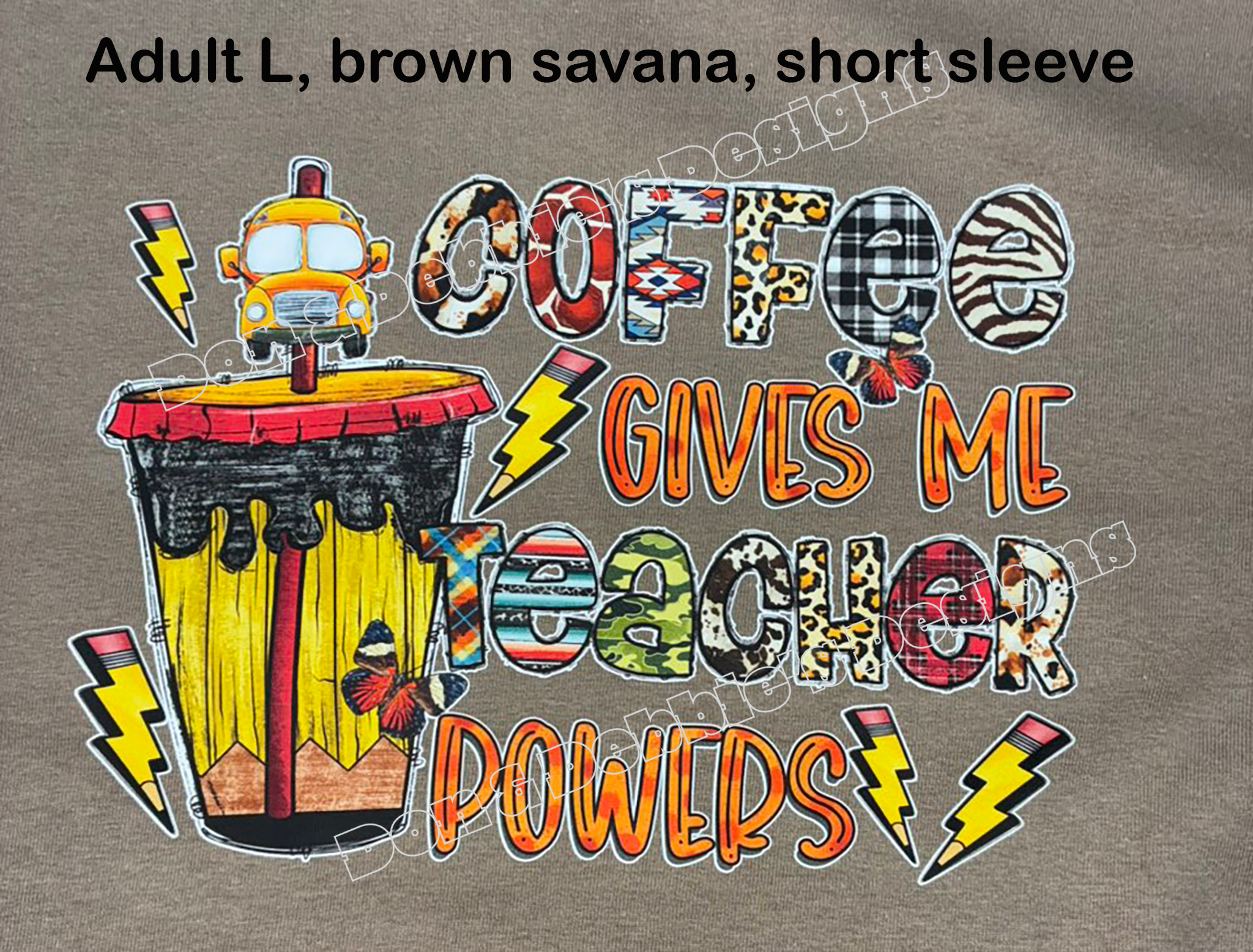 ☕⚡ Coffee Gives Me Teacher Powers Unisex Gildan T-Shirt – Brown Savana