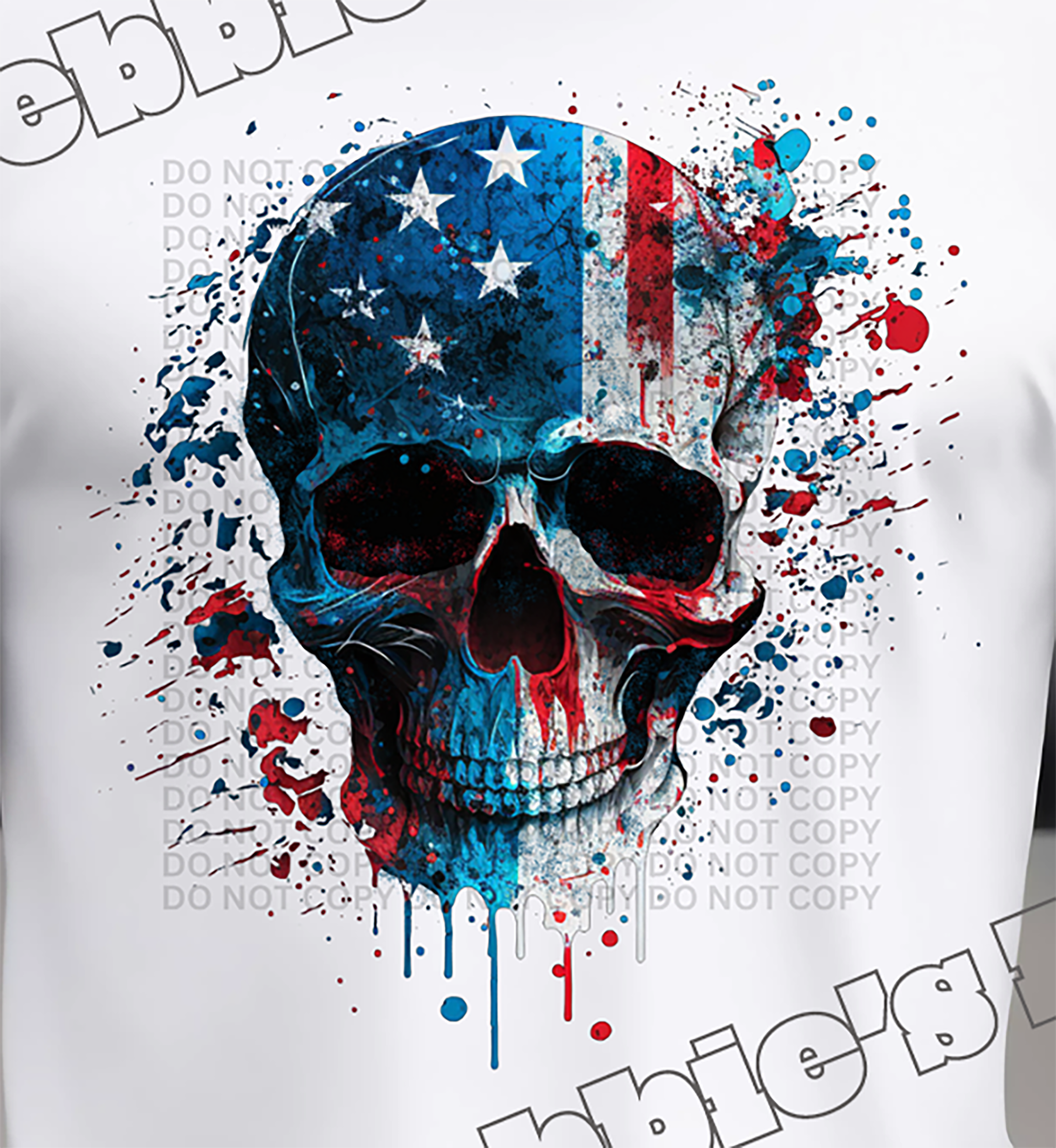 💀 American Skull Flag T-Shirt – DTF Design 🇺🇸