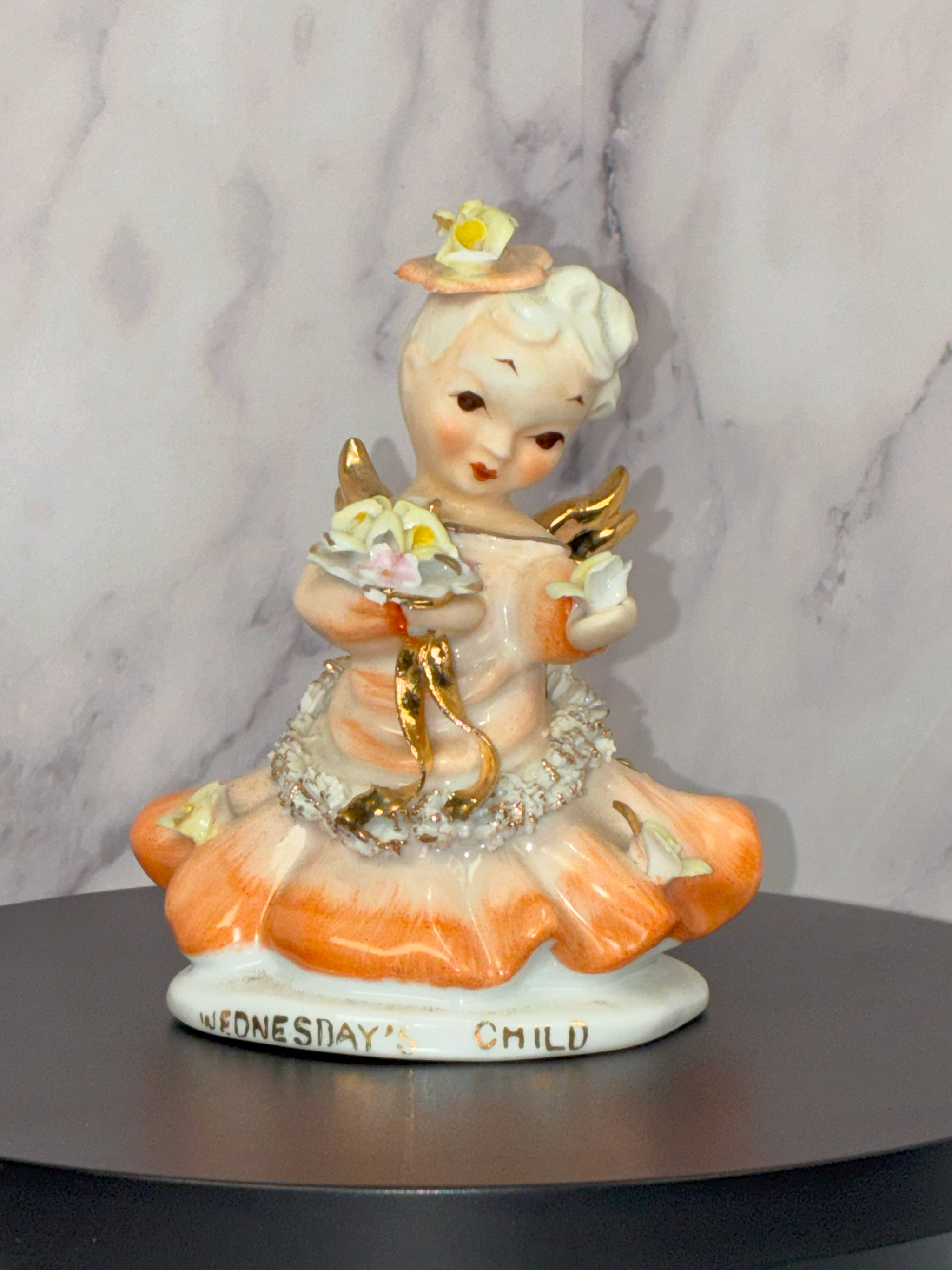 🍊 Vintage "Wednesday’s Child" Figurine – Lefton, c. 1950s ✨