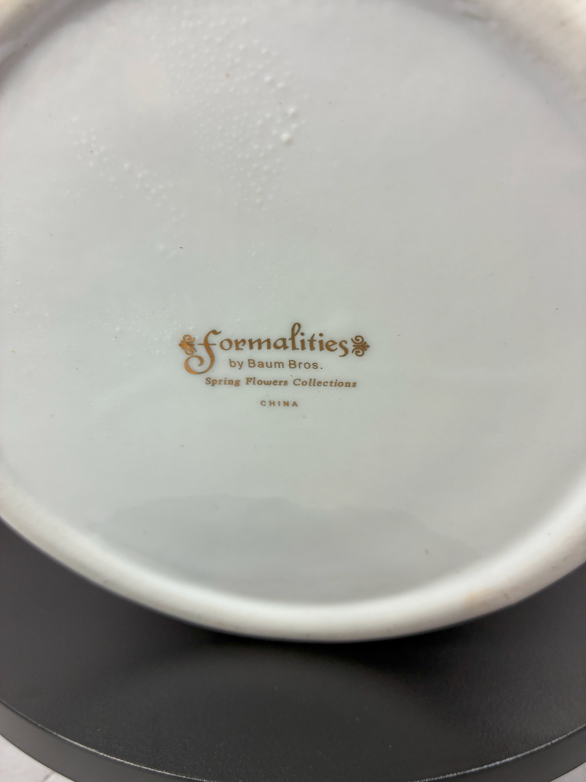 Vintage Formalities by Baum Bros. "Spring Flowers" Lattice Bowl – 1980s Porcelain with Gold Trim